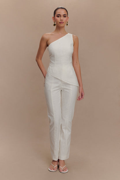 Pantalon droit en lin Dora - Ivoire