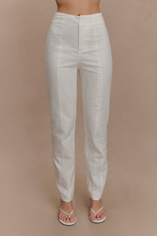 Pantalon droit en lin Dora - Ivoire