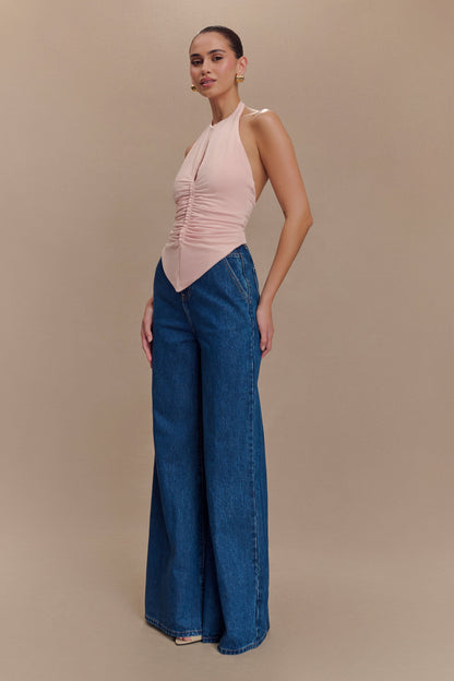 Halter Top à volants Linda Slinky - Rose Pâle