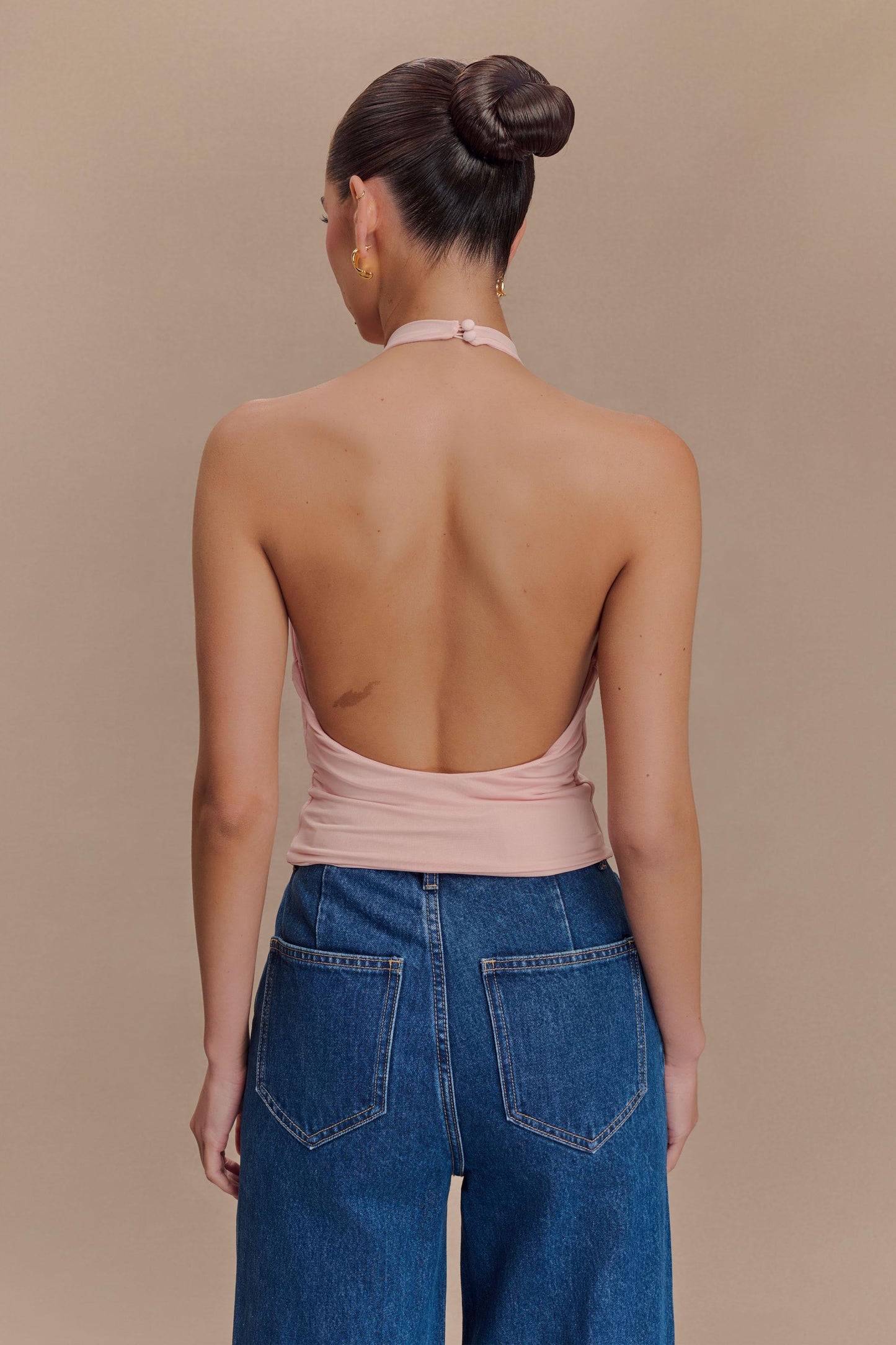 Halter Top à volants Linda Slinky - Rose Pâle