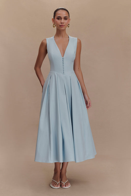 Robe midi sans manches en coton Keely - Bleu ciel