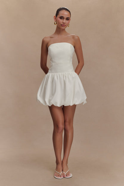 Robe mini trapueuse sans bretelles Clementina - Blanche