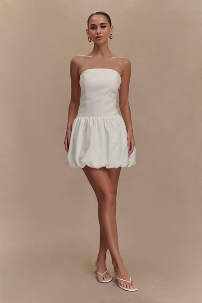 Robe mini trapueuse sans bretelles Clementina - Blanche