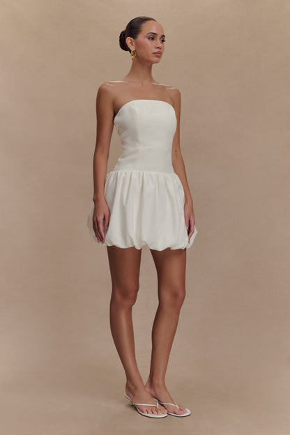 Robe mini trapueuse sans bretelles Clementina - Blanche