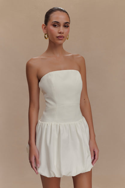 Robe mini trapueuse sans bretelles Clementina - Blanche