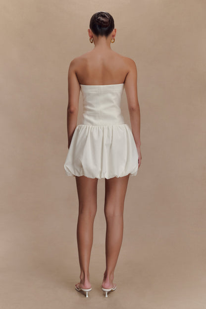 Robe mini trapueuse sans bretelles Clementina - Blanche