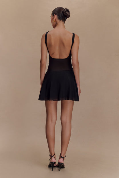 Mini-robe en maille Melanie avec fleurs - Noir