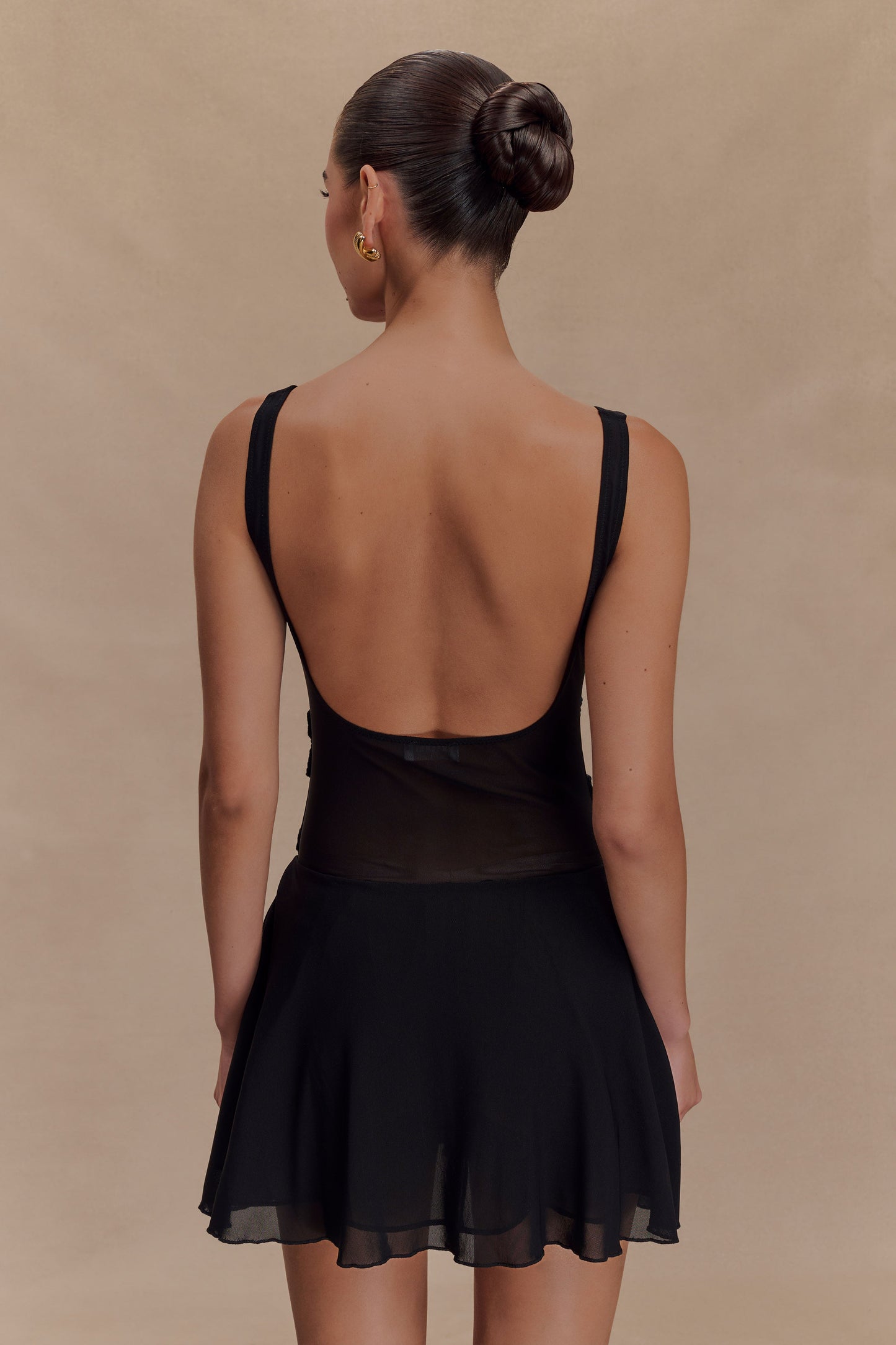 Mini-robe en maille Melanie avec fleurs - Noir