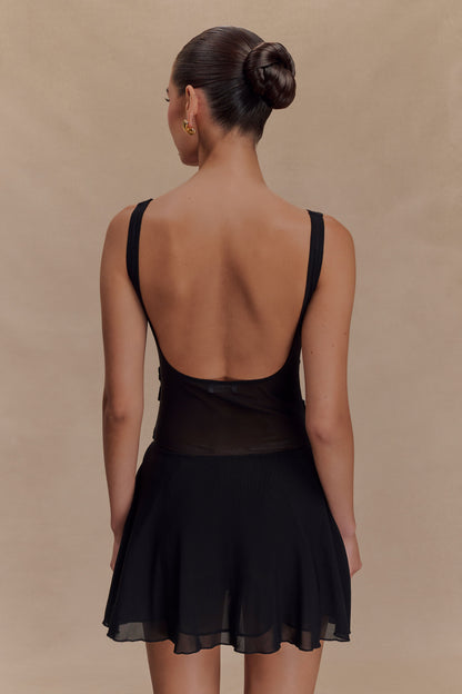 Mini-robe en maille Melanie avec fleurs - Noir
