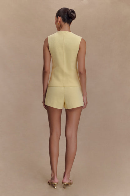 Gilet Malika sans manches avec boutons dorés - Citron