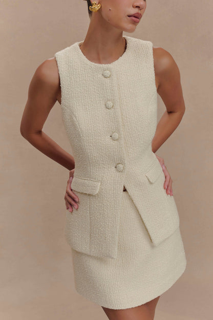 Gilet sans manches Camilla en bouclette - Ivoire