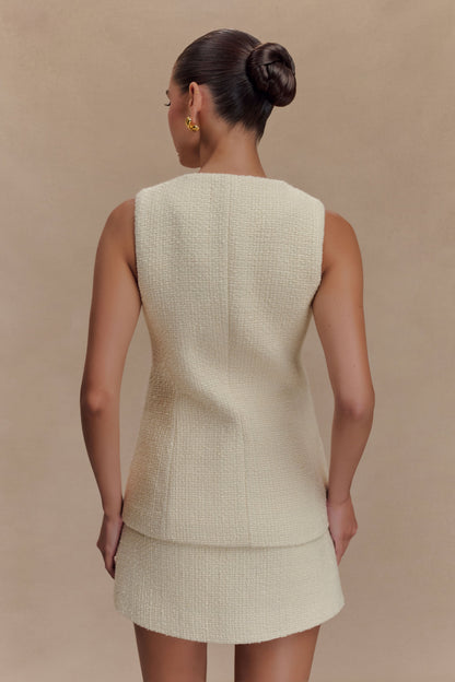 Gilet sans manches Camilla en bouclette - Ivoire