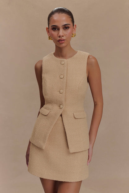 Jupe mini bouclée Camilla - Taupe clair