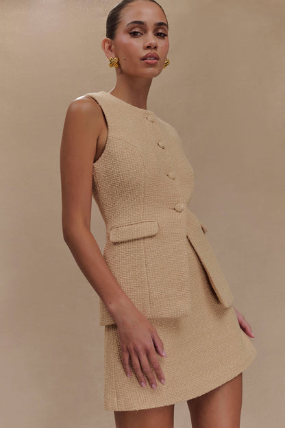 Jupe mini bouclée Camilla - Taupe clair