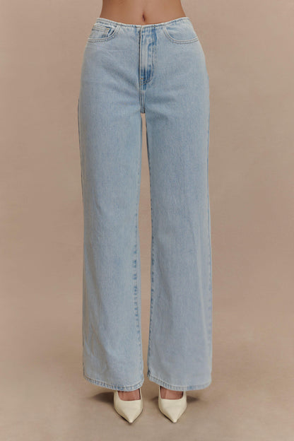 Jeans en jean taille mi-hauteur Caitlin - Bleu clair
