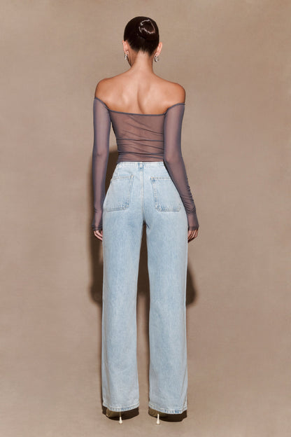 Top Garcelle Diamante à épaules dénudées - Gunmetal