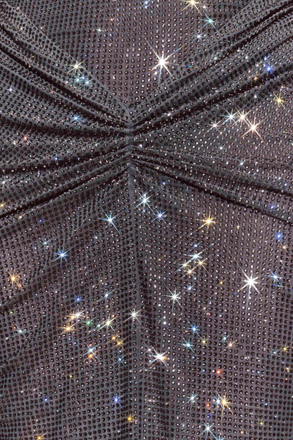 Robe Maxi Satin Roisin Diamante - Gris Argenté
