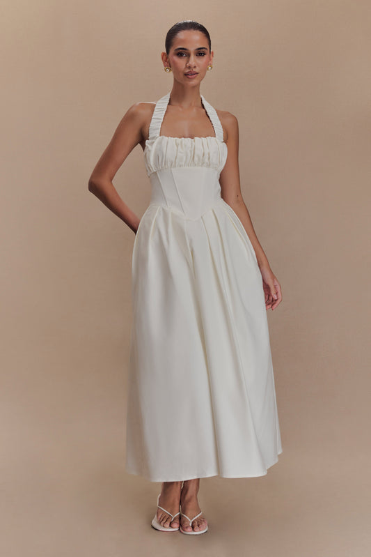 Robe midi à bretelles Candy - Blanche