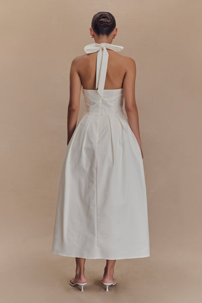 Robe midi à bretelles Candy - Blanche