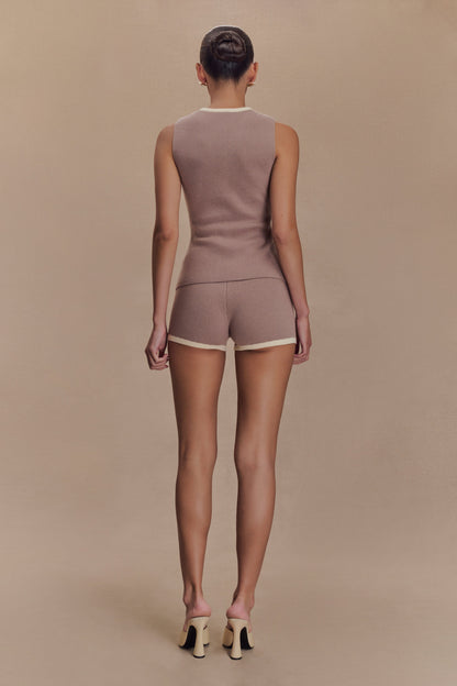 Shorts en tricot contrasté Julianne - Gris pierre/Ivoire