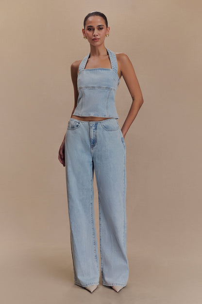 Jeans en jean taille mi-hauteur Caitlin - Bleu clair