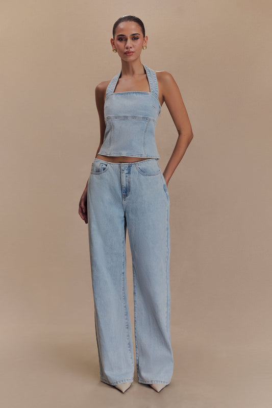 Jeans en jean taille mi-hauteur Caitlin - Bleu clair