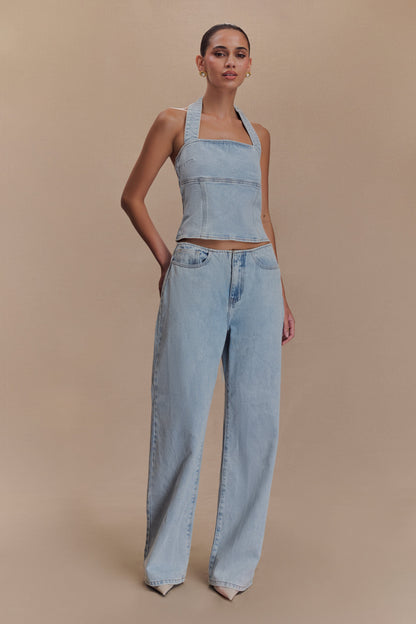 Halter en jean Dayna - Bleu clair