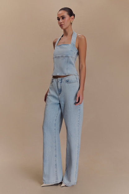 Jeans en jean taille mi-hauteur Caitlin - Bleu clair