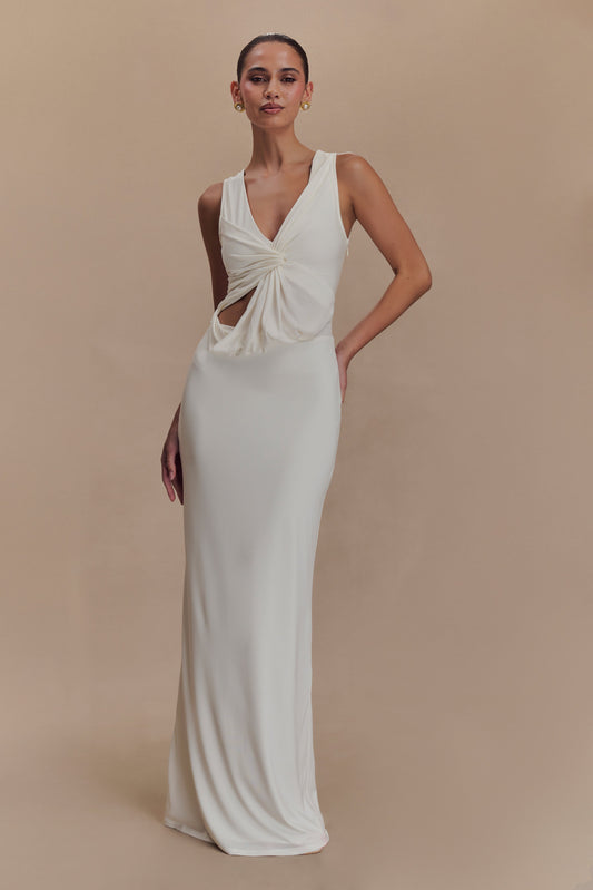 Robe maxi en jersey pêche Kassidy - Ivoire