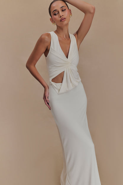 Robe maxi en jersey pêche Kassidy - Ivoire