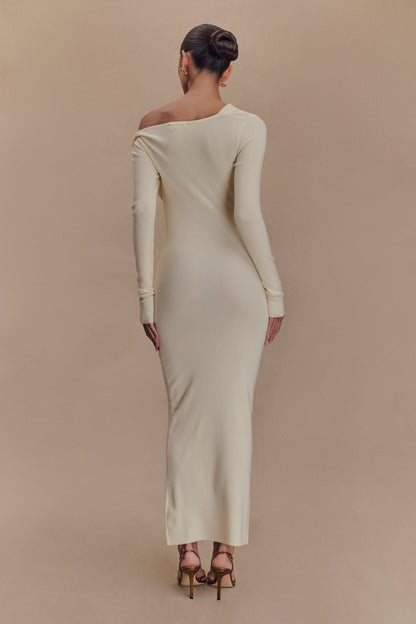 Robe mi-longue en jersey torsadé et drapé Culver - Crème