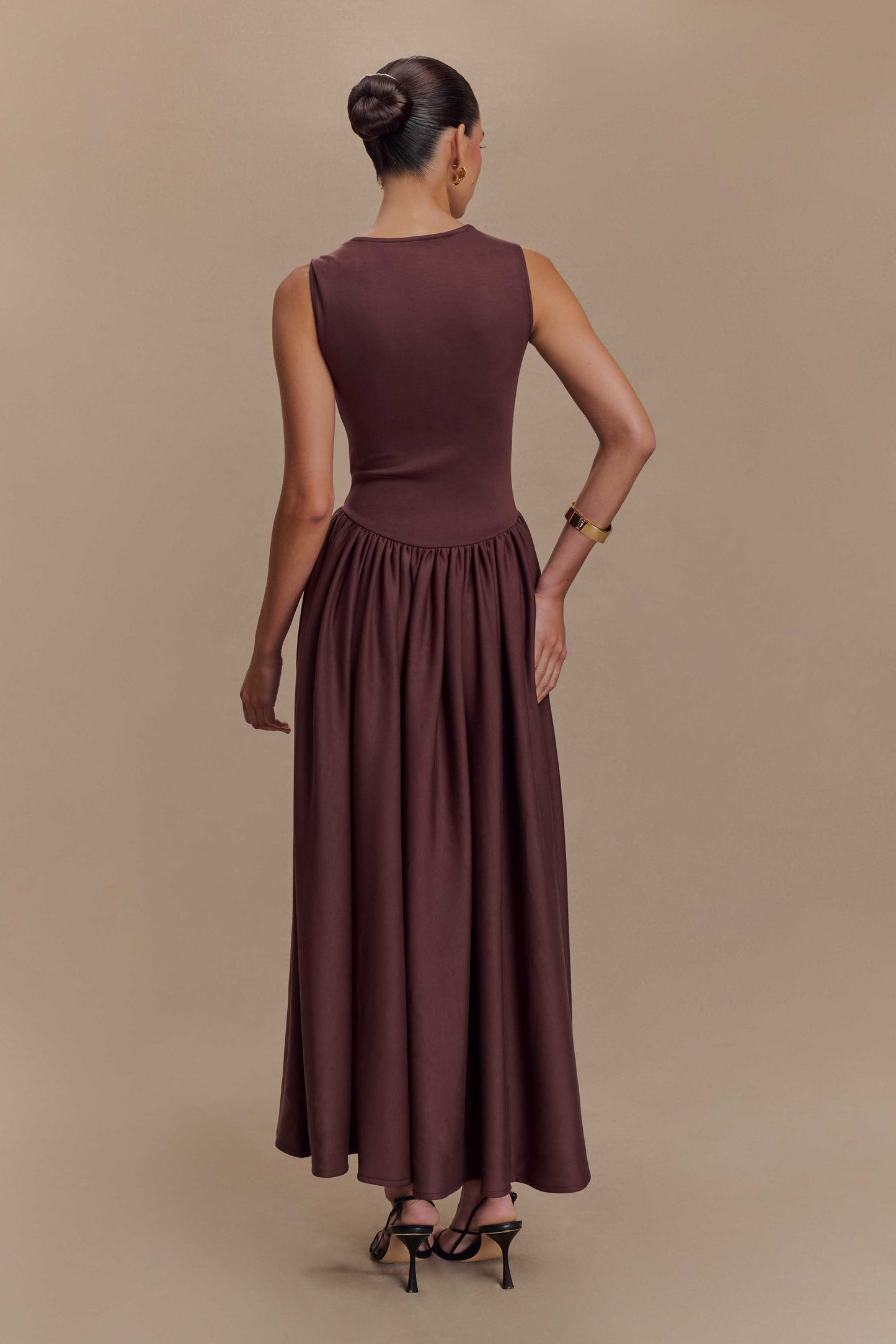 Robe midi en jersey scuba Sharon - Brun cacao