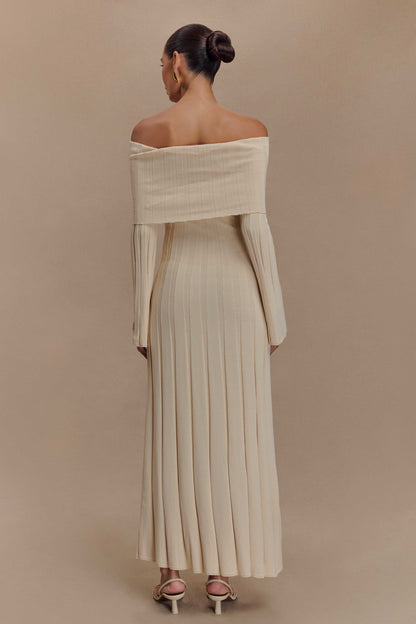 Robe mi-longue en jersey à manches longues Alonza - Crème