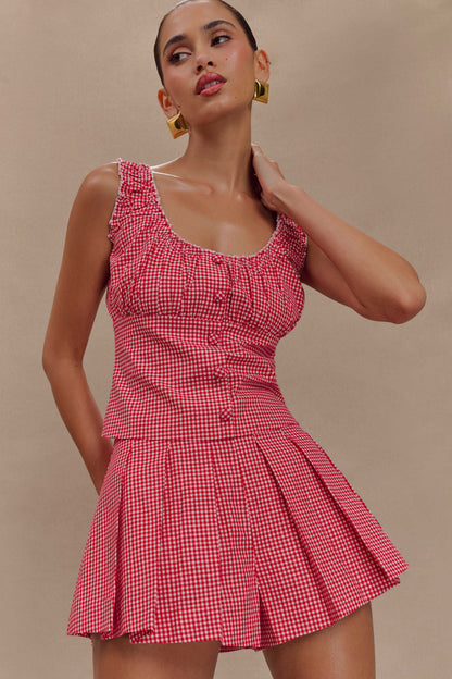 Shorts Issy - Gingham rouge