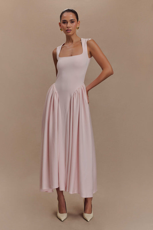 Robe midi en jersey scuba Sharon - Rose ballet