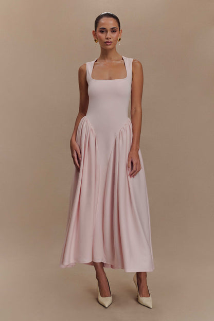 Robe midi en jersey scuba Sharon - Rose ballet