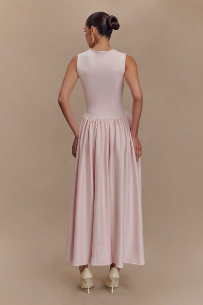 Robe midi en jersey scuba Sharon - Rose ballet