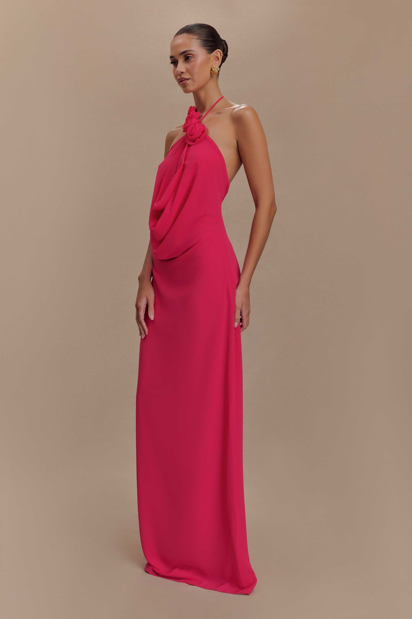 Robe Maxi Col Chandail Rosalia - Framboise