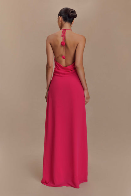 Robe Maxi Col Chandail Rosalia - Framboise