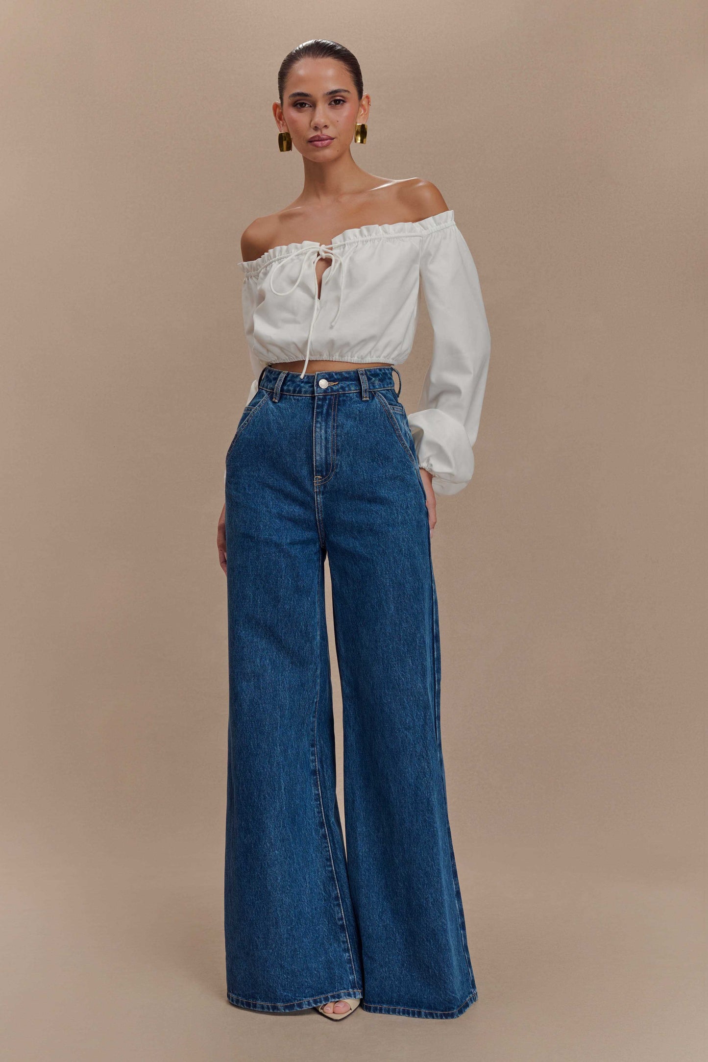 Crop top décolleté épaules dénudées Salome - Blanc
