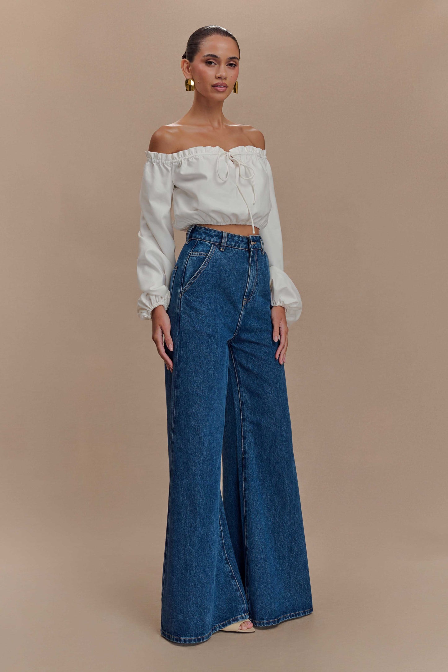 Crop top décolleté épaules dénudées Salome - Blanc