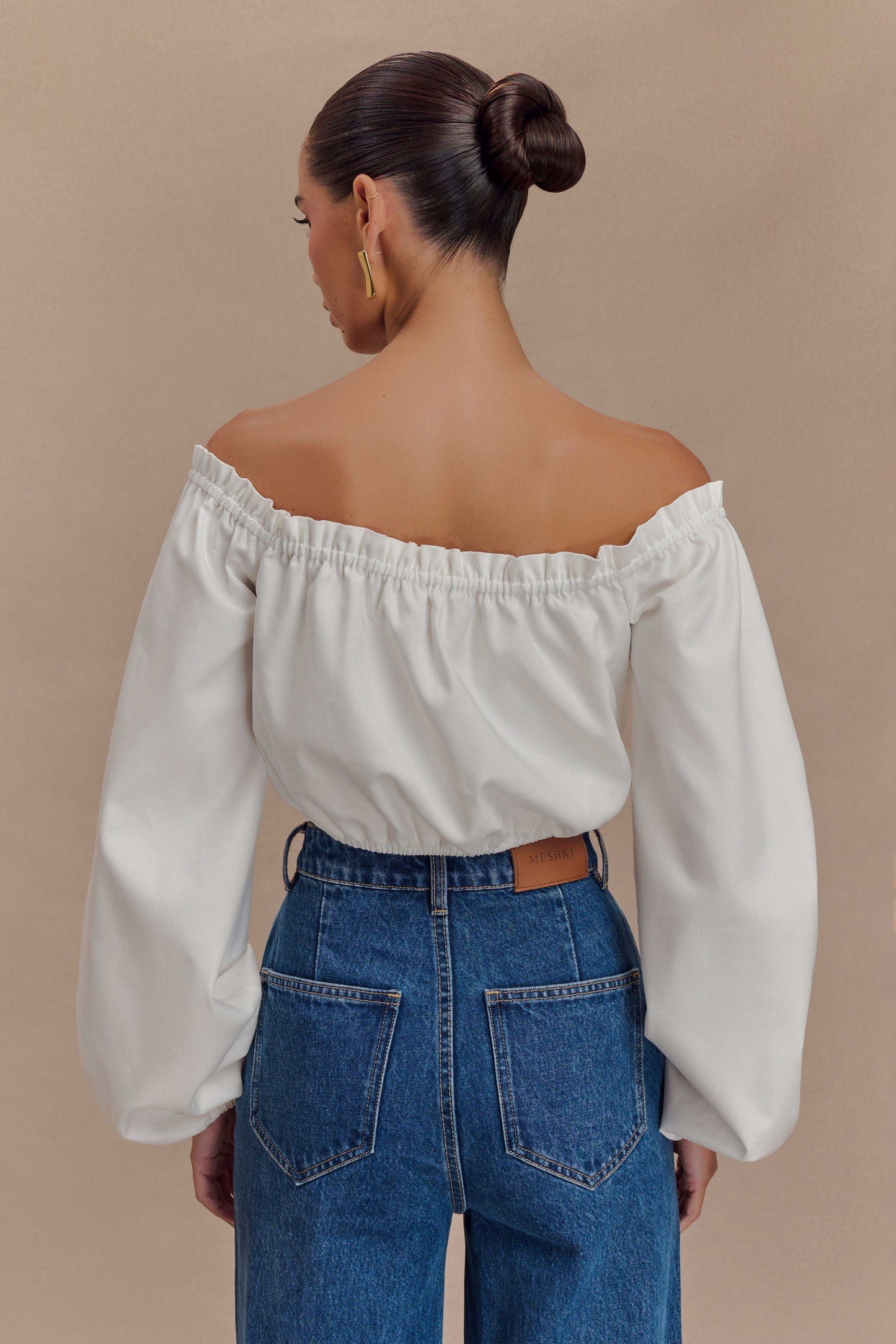 Crop top décolleté épaules dénudées Salome - Blanc