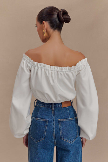 Crop top décolleté épaules dénudées Salome - Blanc