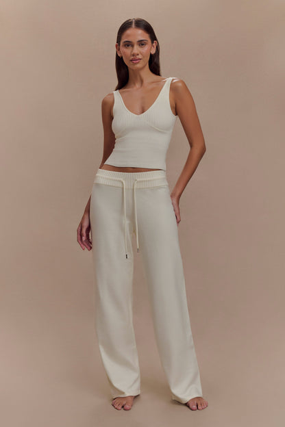 Pantalon large en tricot Natalya - Ivoire