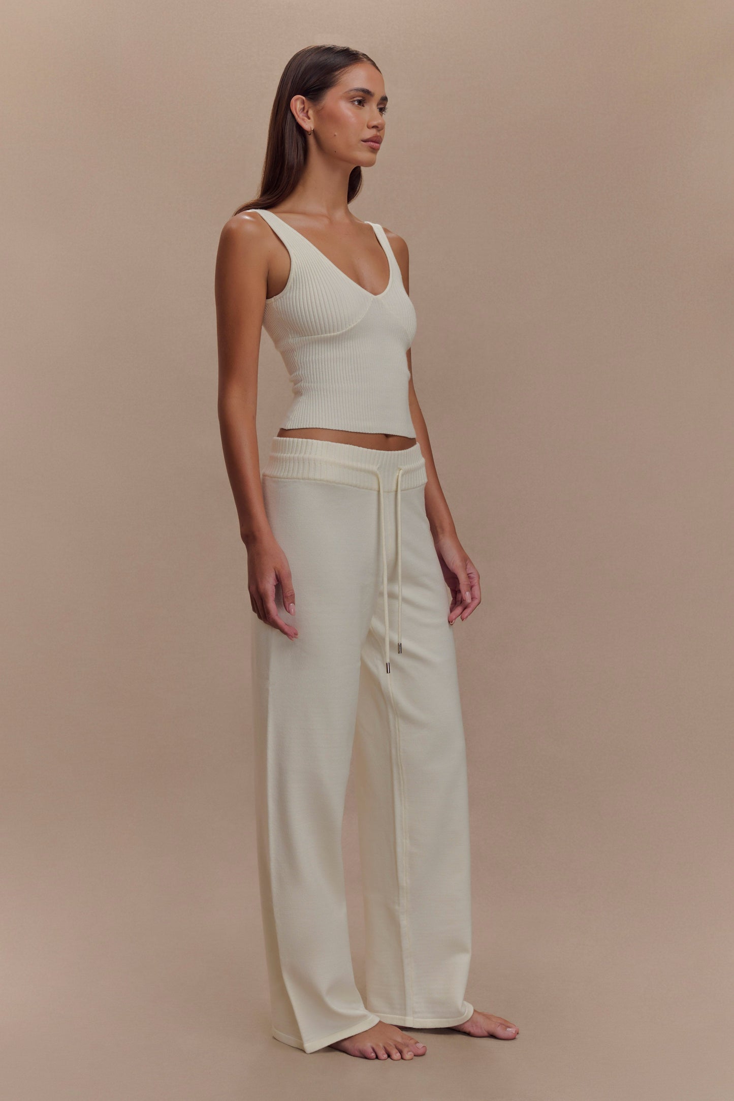 Pantalon large en tricot Natalya - Ivoire