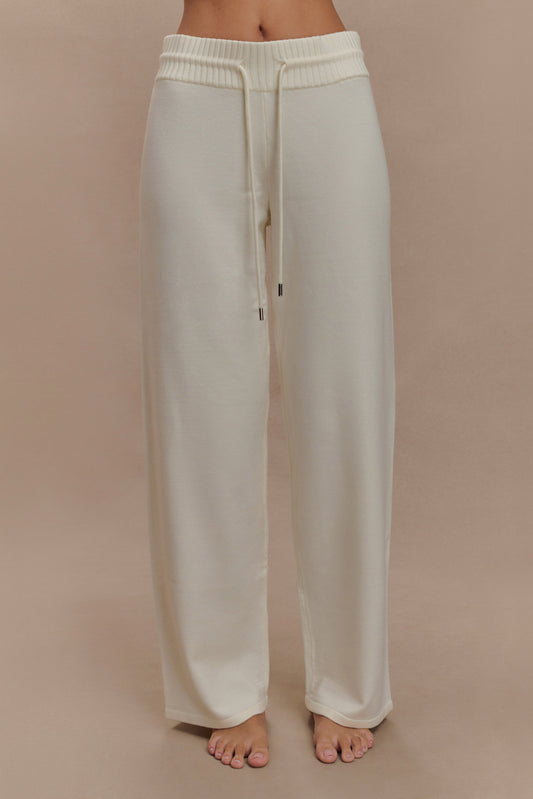 Pantalon large en tricot Natalya - Ivoire