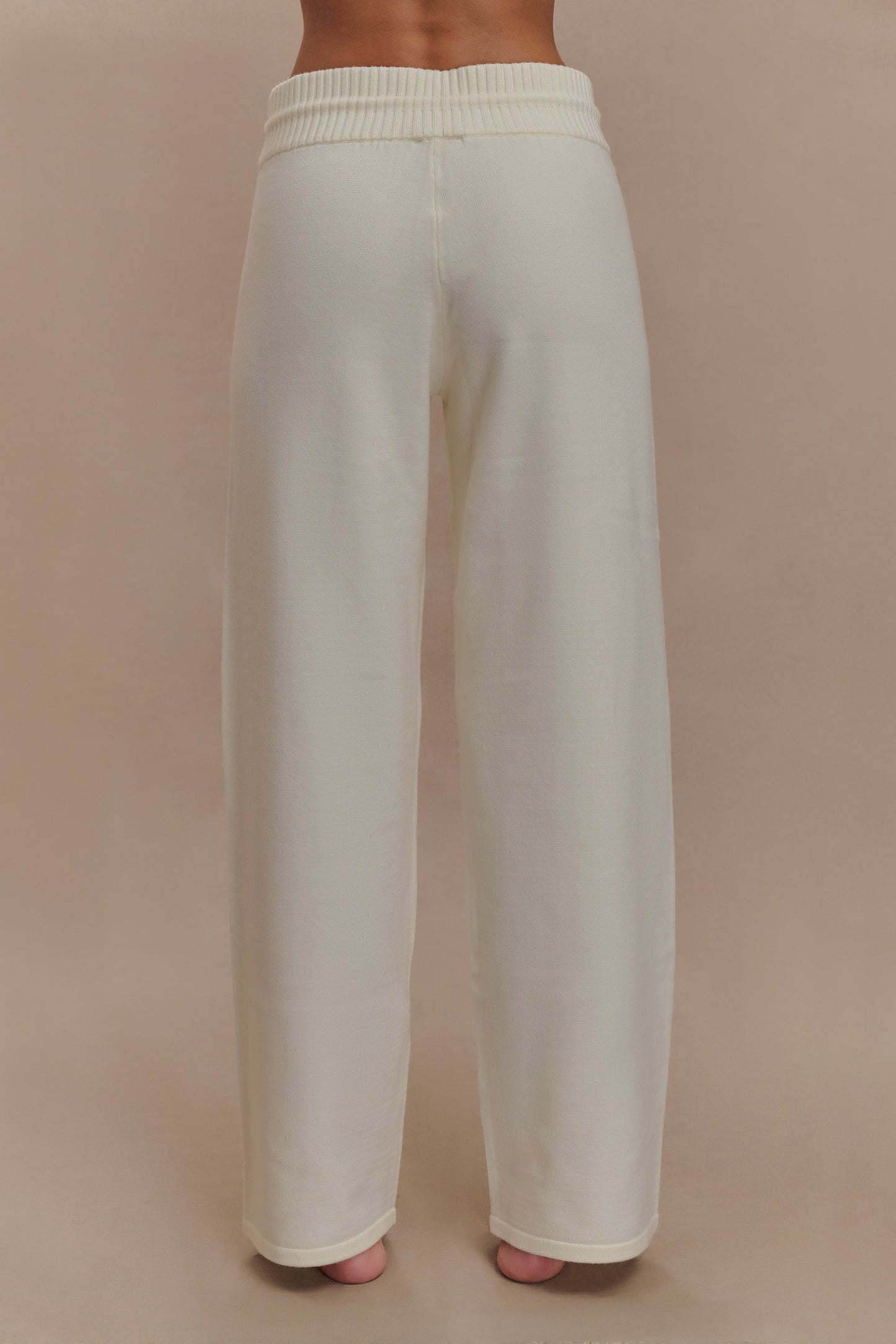 Pantalon large en tricot Natalya - Ivoire