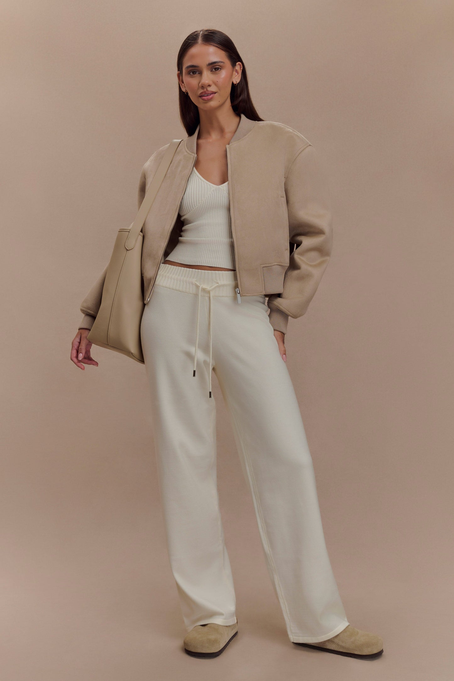 Pantalon large en tricot Natalya - Ivoire
