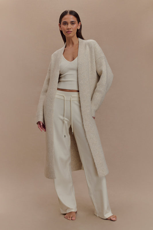Cardigan Maxi Tricot Benson - Gris Crème