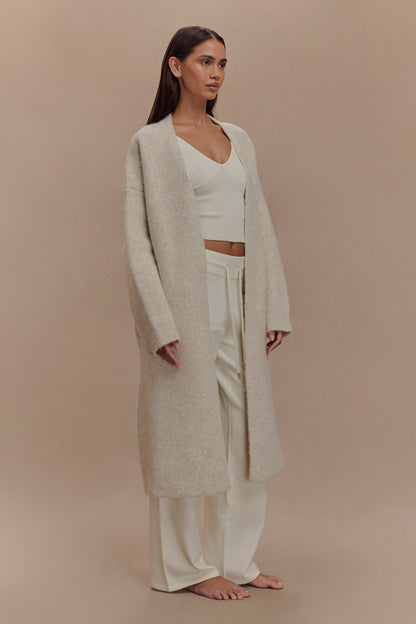 Cardigan Maxi Tricot Benson - Gris Crème